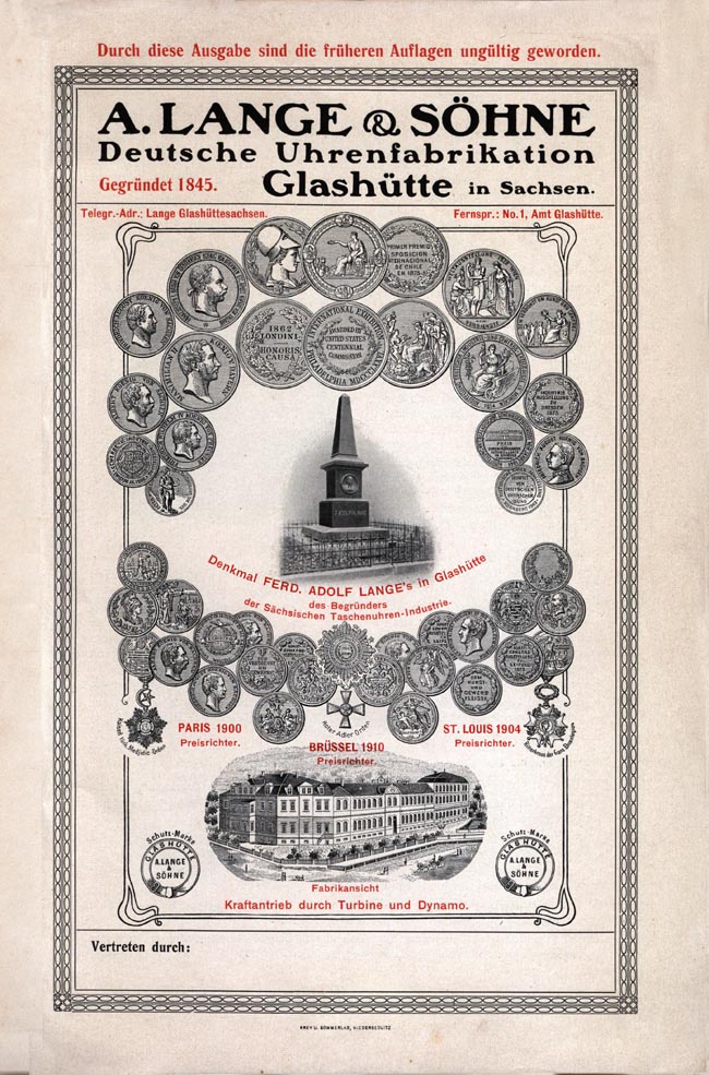 Lange & Söhne Katalog 1911